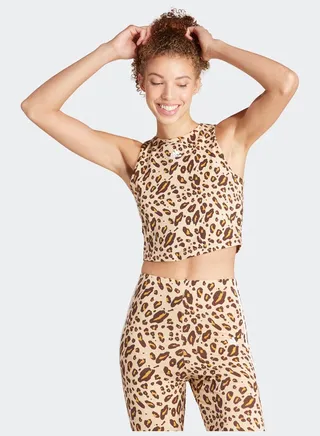 Essentials Animal-Print Crop Tank Top 