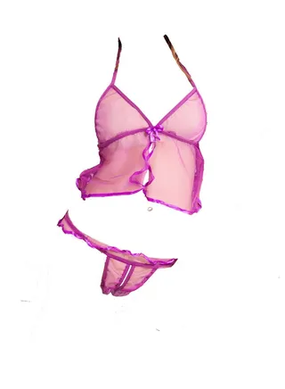 Women Open Front Halter Neck Top Bra And Panty Underwear Set 