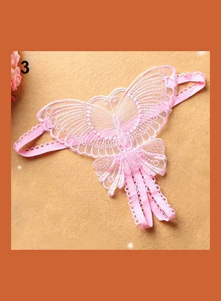 Women Butterfly Thongs G-string V-string Panties Knickers Lingerie Underwear Pink 