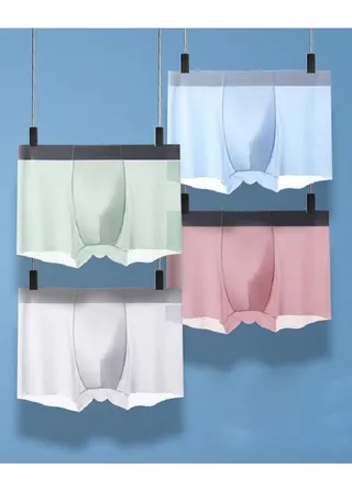 4pcs Traceless Breathable Ice Silk Cool Underwear Trunks High-end Boxer Briefs for Men. 