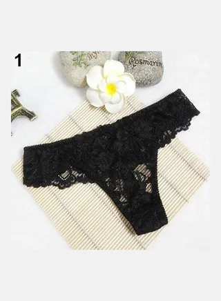 Women Breathable Lace Panties Briefs Knickers Underwear Thongs G-String Black 