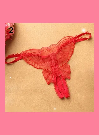 Women Butterfly Thongs G-string V-string Panties Knickers Lingerie Underwear Red 