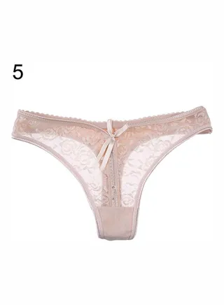 Women's Lace V-string Briefs Panties Thongs G-string Lingerie Underwear Apricot 
