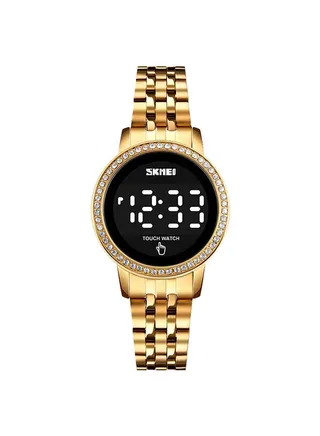 Women's 1669 Diamond Display Touch Screen Stainless Steel Digital Watch 