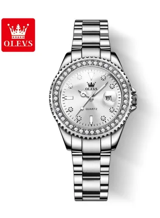 Watches for Women Stainless Steel Quartz Water Resistant Analog Watch 34mm Silver 9945 
