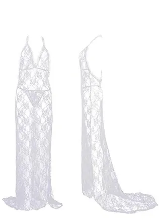 Lace Floral Long Night Dress Lingerie Babydoll 