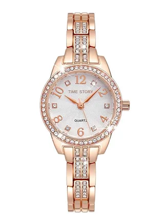 Women's Waterproof Quartz Sun Texture Watch Rose Gold White Face 