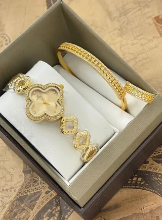 Women's Rivoli Brand  Gold Set, Consisting of a Watch, Bracelet and Ring Stainless Steel 