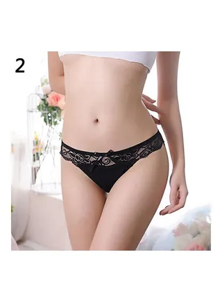 Lace G-string See-Through Underwear Black 