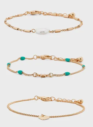 Pack 3 Mixed Pearl, Heart And Star Bracelet Set