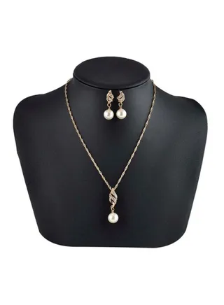 Bride Rhinestone Pearl Studded Jewelry Set 