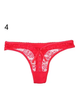 Women's  Lace V-string Briefs Panties Thongs G-string Lingerie Underwear Red 