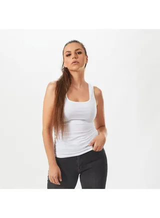 Mojo Women's Wide Strap Tank Top Comfortable White 