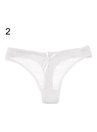 Women's  Lace V-string Briefs Panties Thongs G-string Lingerie Underwear White 