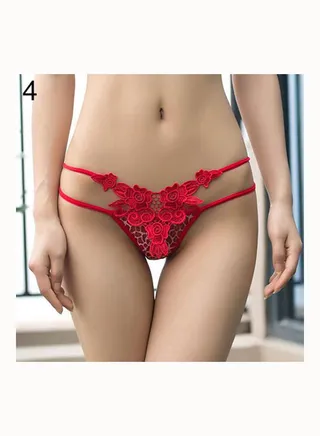 Lace Detail Brief Red 