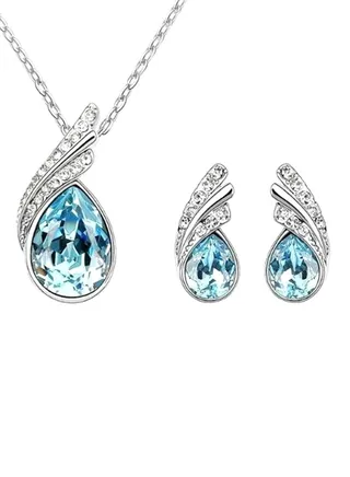 2-Piece Crystal Studded Pendant And Earrings Set 