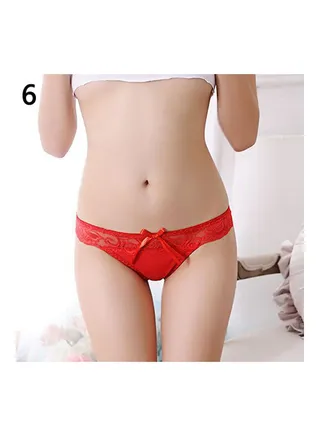 Lace G-string See-Through Underwear Red 