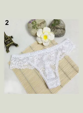 Women Breathable Lace Panties Briefs Knickers Underwear Thongs G-String White 