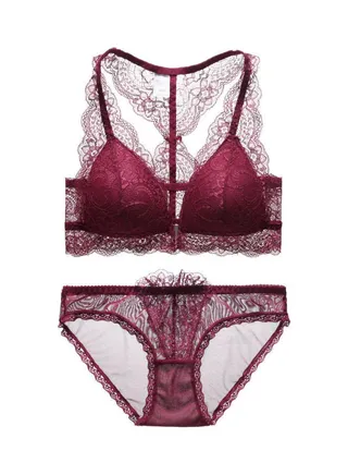 Lace Detail Bra And Brief Set Red 