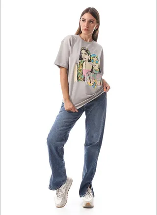 Slip On Cotton Round Neck Tee_Grey 