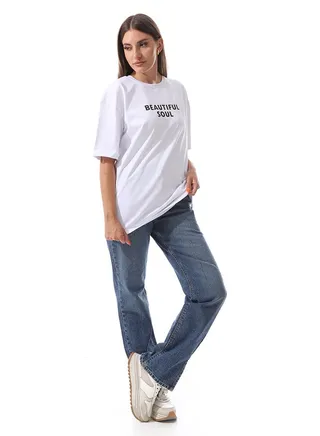 Loose Fit Cotton Printed Tee_White 