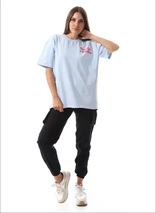 Front & Back Printed Slip On Tee_Blue 