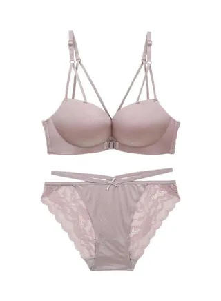 Lace Detail Bra And Brief Set Pink 