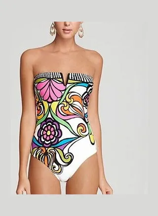 Bohemian One-piece Swimming Suit Floral Print Wireless Bikini Swimwear Multicolour 