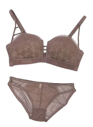 Comfy Beauty Back Thin Bra Panties Set Brown 