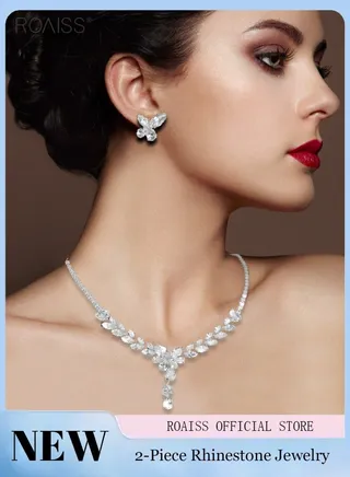 2-Piece Set Women's Jewelry Shiny Diamond Bridal Jewelry Exquisite Craftsmanship Banquet Jewelry Set 