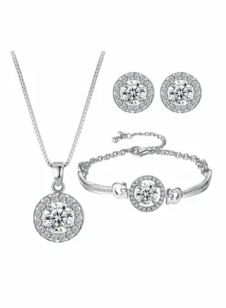 Jewellery Sets for Women Cubic Zirconia Necklace Earring Sets Bling Rhinestone Bridesmaid Jewelry Set 