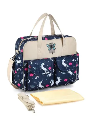 Printed Shoulder Bag Blue/Beige 