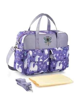 Printed Shoulder Bag Purple/Grey 