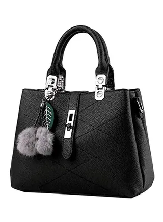 Leather Shopper Handbag Black 