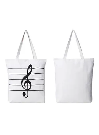 Shopper Musical Tote Bag White/Black 