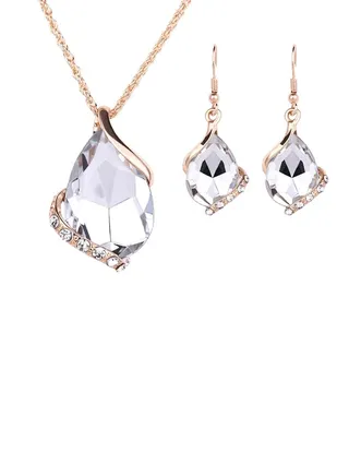 2-Piece Alloy Water Drop Jewellery Set 