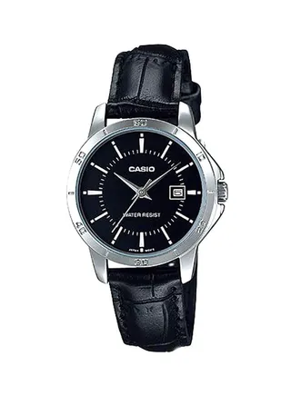 Women's Leather Analog Wrist Watch LTP-V004L-1AUDF - 35 mm - Black 