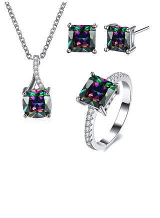 Necklace Earrings and Rings Jewellery 3 Piece Set 