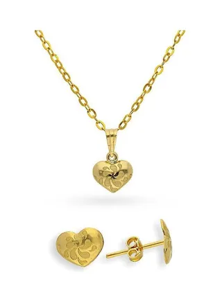 Gold Heart Pendant Set 