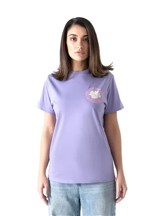 Lavender Flower Printed Short Sleeve T-Shirt 