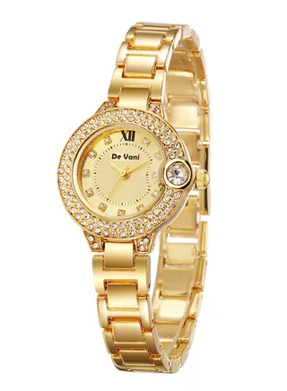 De Vani Women Watch Analog Stainless Steel Gold Color 