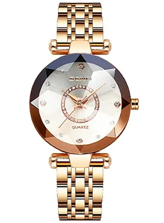 Women's Stainless Steel Analog Watch - Rose Gold and White 