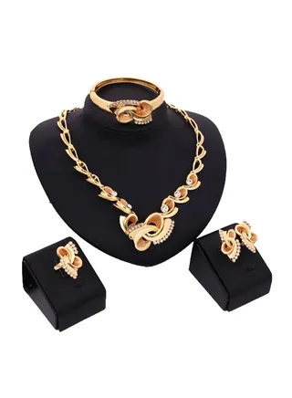 4-Piece Alloy Stone Studded Jewelry Set 