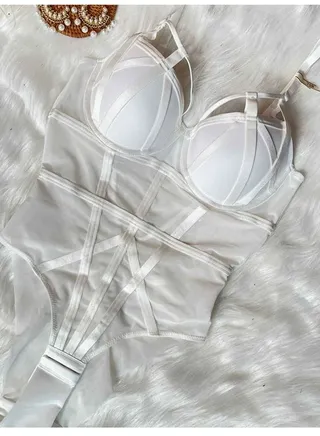 Breathable Solid Color bra And Panty Conjoined Women's Underwear White 