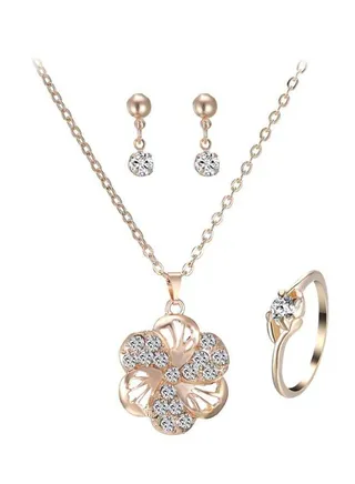 4-Piece Crystal Studded Jewelry Set 