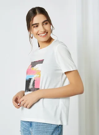 Front T-Shirt Snow White With Graphic 