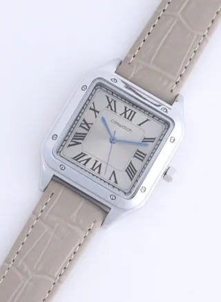 Gray leather square watch 100% waterproof 