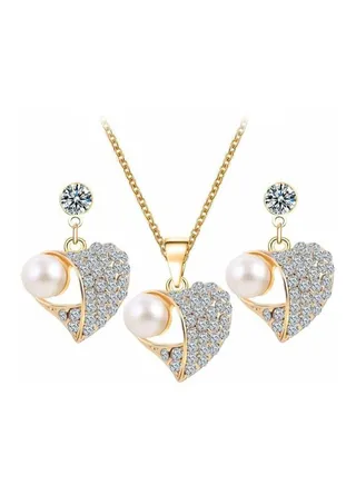 3-Piece Rhinestone Studded Jewelry Set 