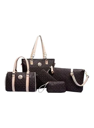 5-Piece Composite Bag Set Brown/White 