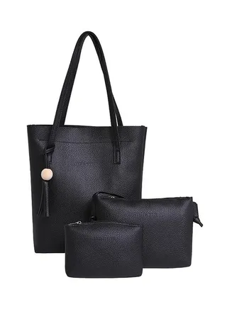 3-Piece Tassel Décor Bag Black 
